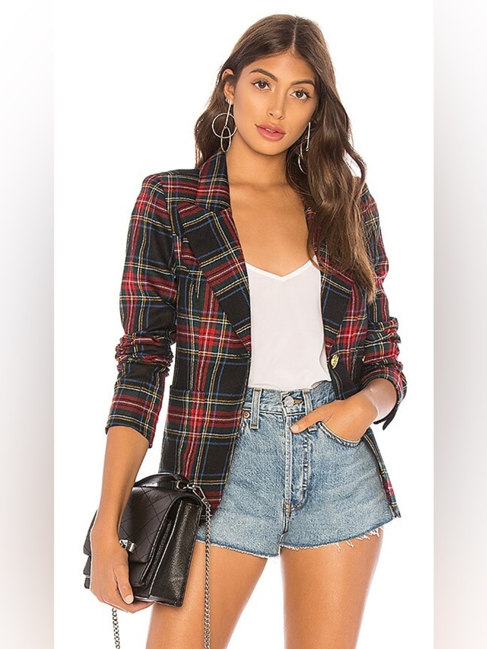 Smythe Duchess Blazer In Black Tartan  Size 6